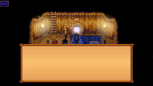 a screenshot of a video game with the number 100 at the bottom
