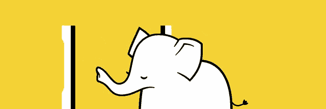 a cartoon elephant is standing next to a yellow sign that says " не прикасайтесь "