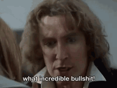 a man with long curly hair is talking and saying `` what incredible bullshit '' .
