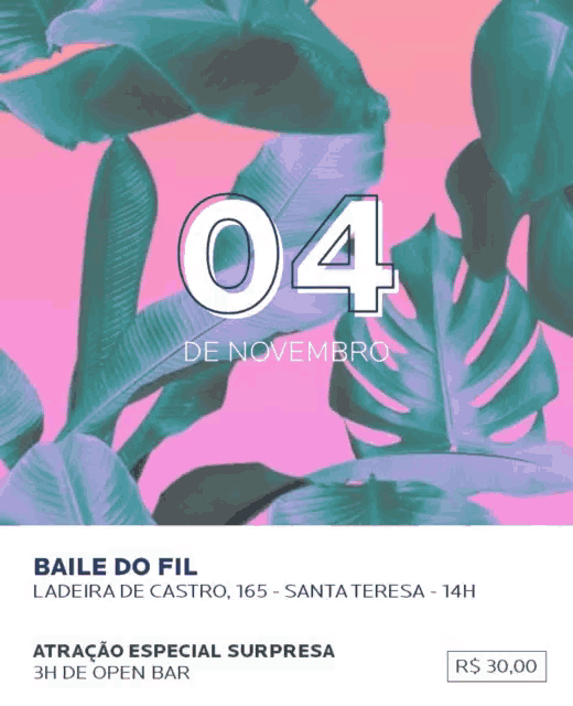 a flyer for baile do fil on november 04
