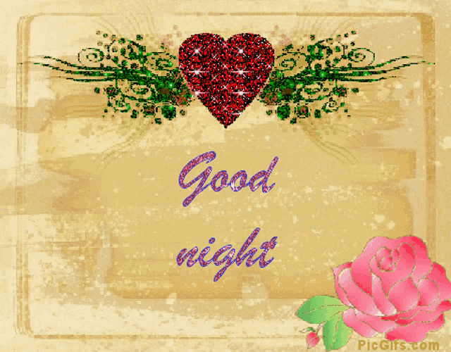 a card that says good night with a heart