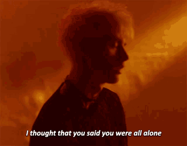 a silhouette of a person with the words i thought that you said you were all alone