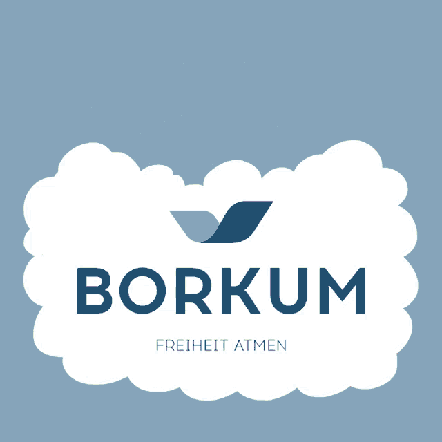 a logo for borkum with a rainbow and clouds