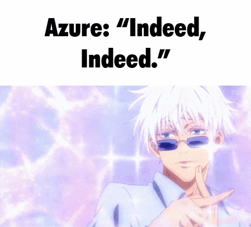 a picture of a white haired anime character with the words " azure : indeed indeed "