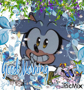 a picture of a cartoon character with the words good morning