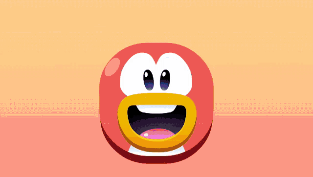 a red cartoon face with a sad face on it