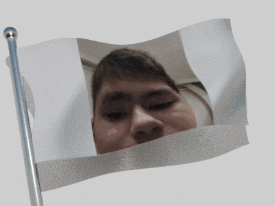 a flag with a picture of a person 's face on it