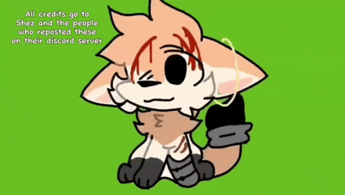 a cartoon of a fox on a green background with a caption that says all credits go to shez