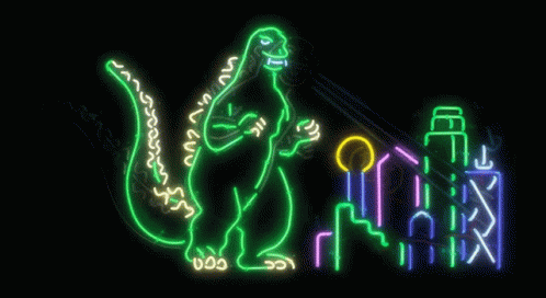 Dallas Skyline Godzilla Neon GIF - Dallas Skyline Godzilla Neon Wall Art GIFs