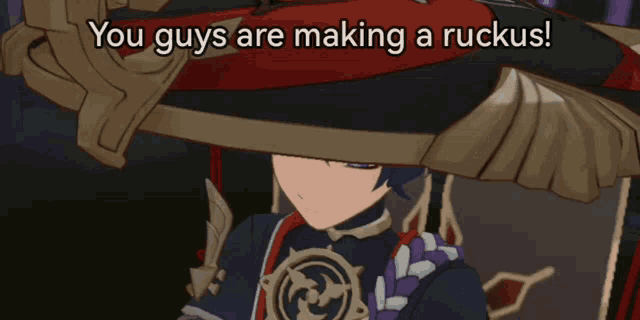 a cartoon character says you guys are making a ruchus