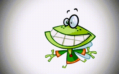 a cartoon frog with a big smile on its face is wearing a green jacket and a fairy costume .