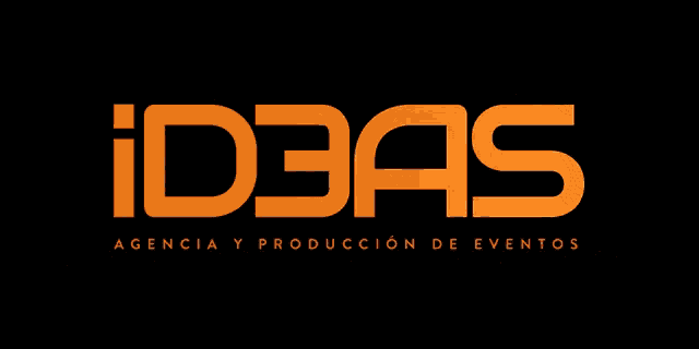 a logo for ideas agencia y produccion de eventos in orange on a black background