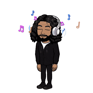 a cartoon of a man wearing headphones surrounded by musical notes