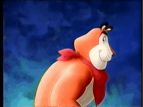 a cartoon character with a scarf around his neck