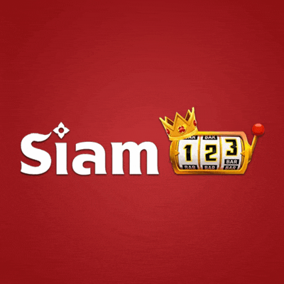 a red background with the word siam and a slot machine