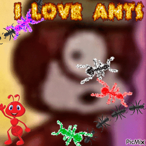 a picture of ants with the words i love ants