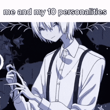 a drawing of a man with the words me and my 10 personalities