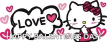 a hello kitty drawing with hearts and the words `` love happy valentines day ''