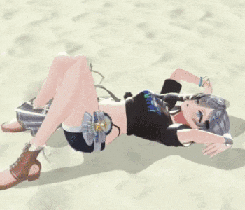 a 3d rendering of a girl laying on the beach