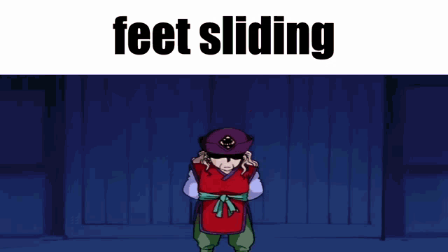 a picture of a cartoon character with the words feet sliding above her