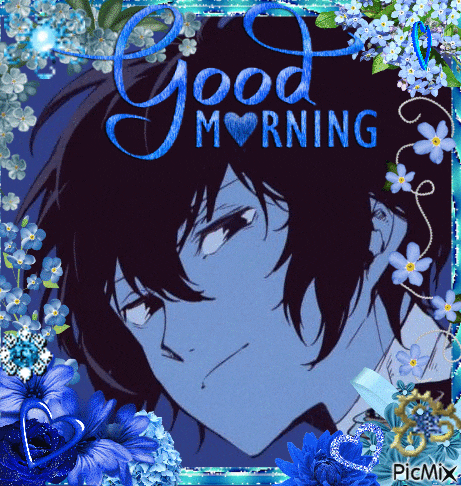 a picture of a boy with the words good morning