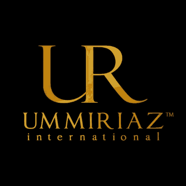 a logo for ummiriaz international is shown in gold on a black background