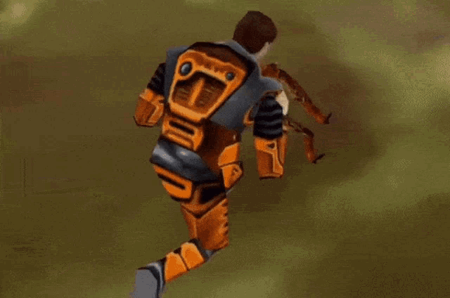 a man in a video game is looking at a flame