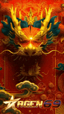 a red background with a dragon and the word agen 69