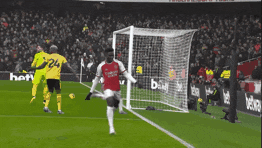 a soccer player with the number 24 on his jersey is running towards the goal
