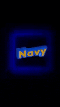 a blue and yellow sign that says navy on a black background
