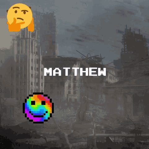 a pixel art drawing of a city with the name matthew