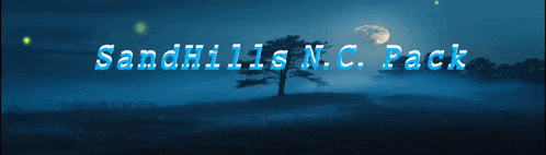 a blue background with a tree and the words sandhills n.c pack