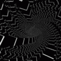 a black and white optical illusion with a circle in the middle