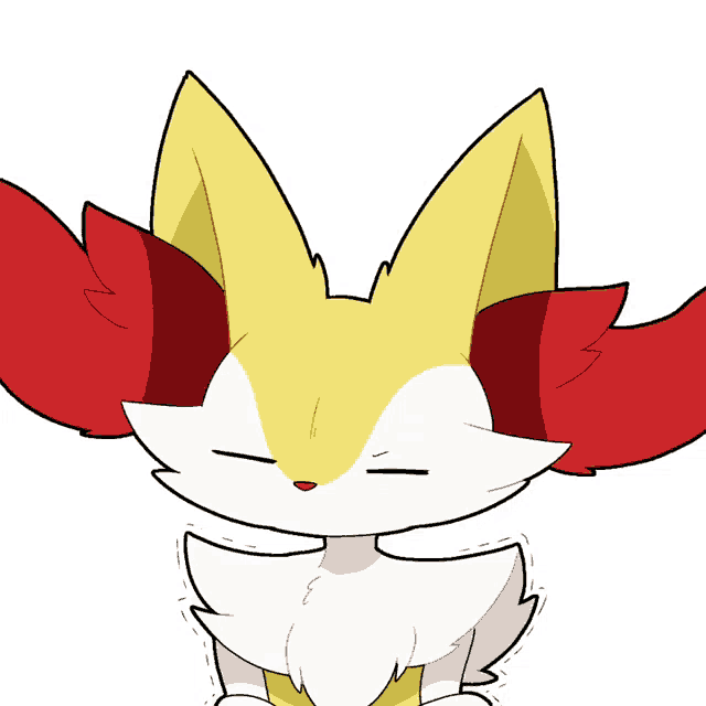 a cartoon drawing of a fox with a flower above it