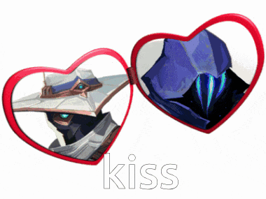 a couple of hearts with the word kiss on the bottom right