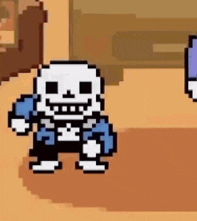 a pixel art drawing of a skeleton dancing in a room with another skeleton .