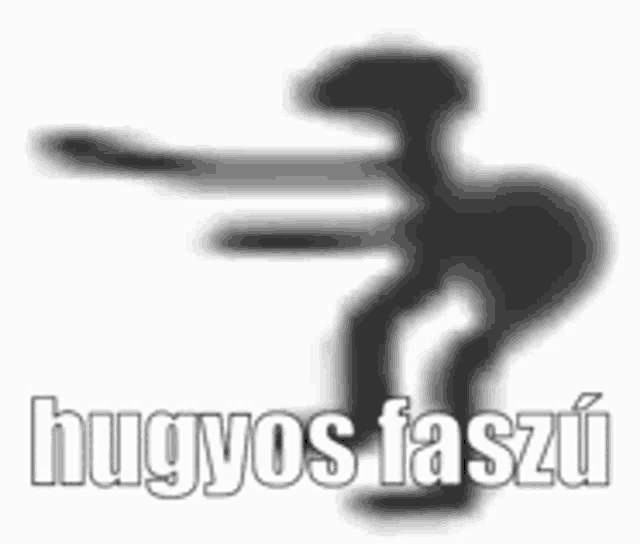 a silhouette of a person standing in front of a white background with the words hugs faszü .