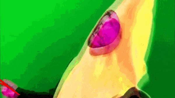 a colorful painting of a person with a purple eye