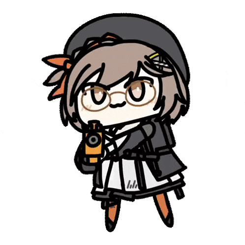 a cartoon drawing of a girl with glasses holding a gun