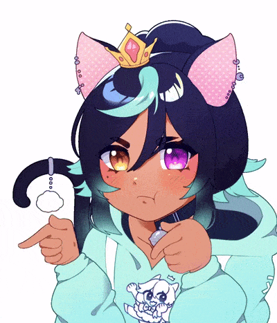 a drawing of a girl with cat ears and a crown