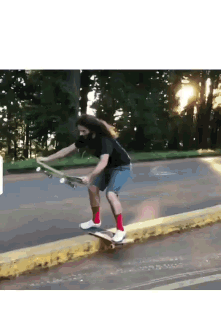 Hair Flip Skateboard GIF