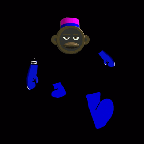 a monkey wearing a top hat and blue gloves