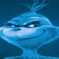 a close up of a blue cartoon character 's face on a blue background