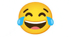 a laughing emoji with tears coming out of its eyes on a white background .