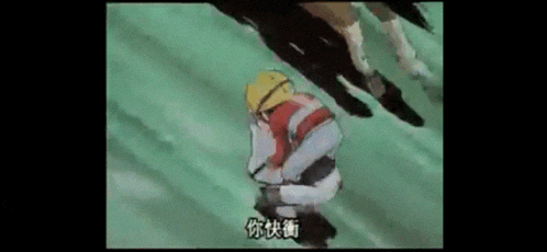 a person is riding a sled down a slope in a cartoon .