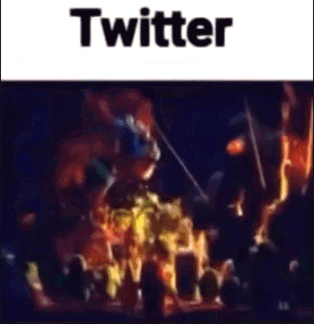 a blurry picture of a group of people with the word twitter in the upper right corner