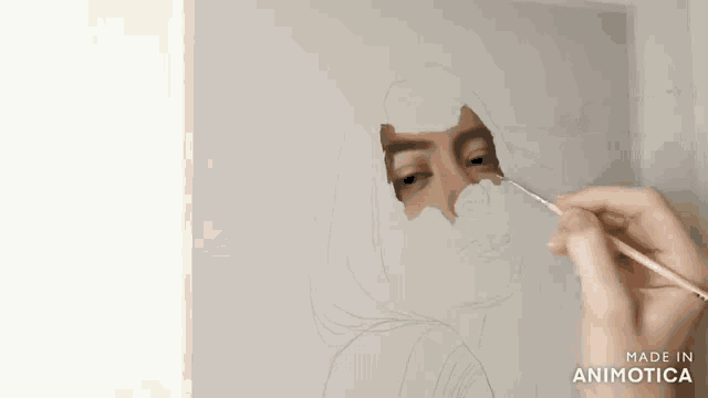 a person is painting a woman 's face with a brush and the words made in animatica are on the bottom
