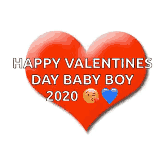 a red heart with the words happy valentines day baby boy 2020 on it