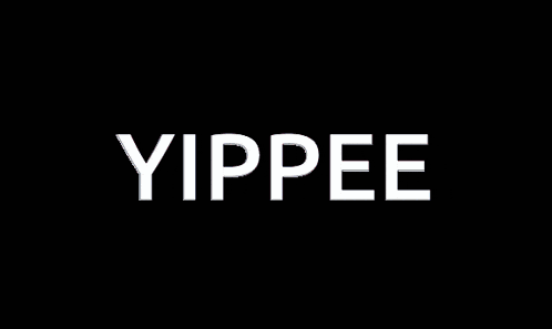 a blue background with the word yippee in white