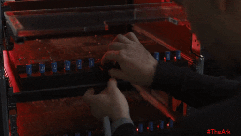 a person is working on a computer with the hashtag #theark visible